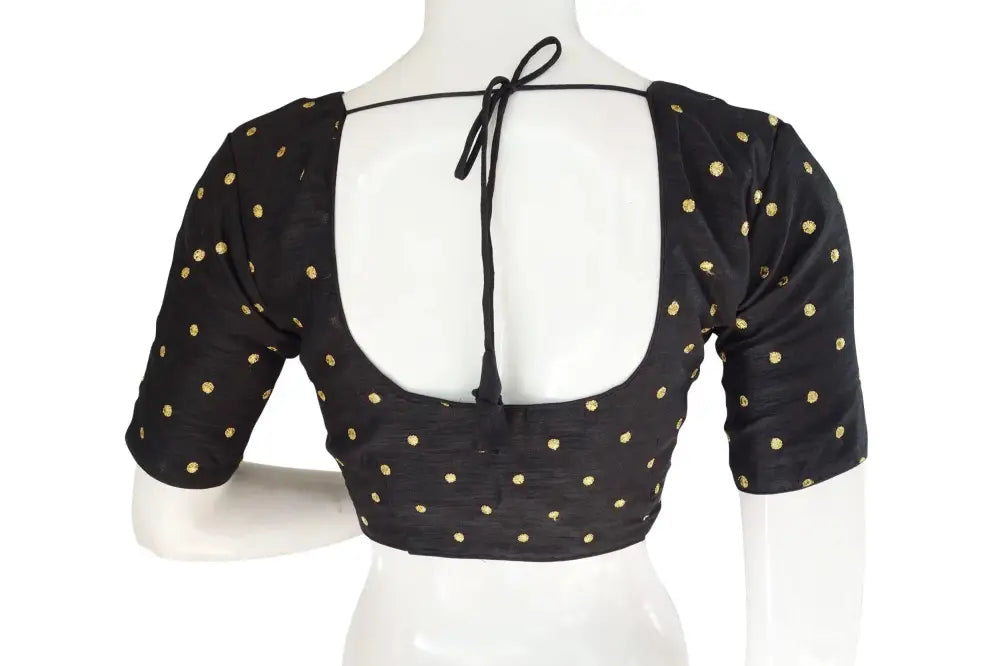 Black Color Semi silk Embroidery Readymade saree blouse, Ready to wear blouse, Indian sari blouse, Crop top - D3blouses