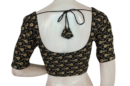 Black Color Semi Silk Floral Embroidery Designer Blouse - D3blouses