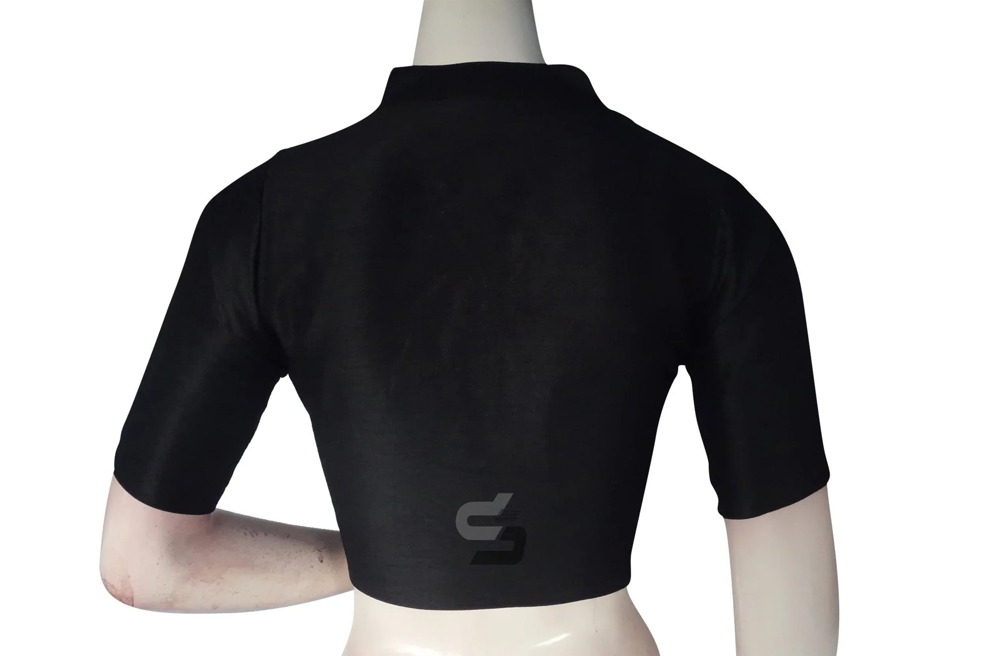 Black Color Semi Silk Plain Collar Neck Readymade Blouses - D3blouses