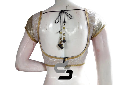 Black Color Semi Silk Sequins Designer Party Wear Readymade Blouse/ Indian Crop Tops - D3blouses