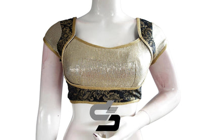 Black Color Semi Silk Sequins Designer Party Wear Readymade Blouse/ Indian Crop Tops - D3blouses