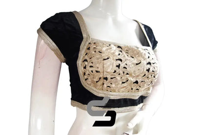 Black Color Velvet Designer Party Wear Readymade Blouse/ Indian Crop Tops - D3blouses