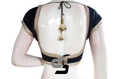 Black Color Velvet Designer Party Wear Readymade Blouse/ Indian Crop Tops - D3blouses