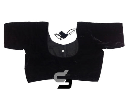 Black Color Velvet Designer Readymade Saree Blouses, Plus Size Collections - D3blouses