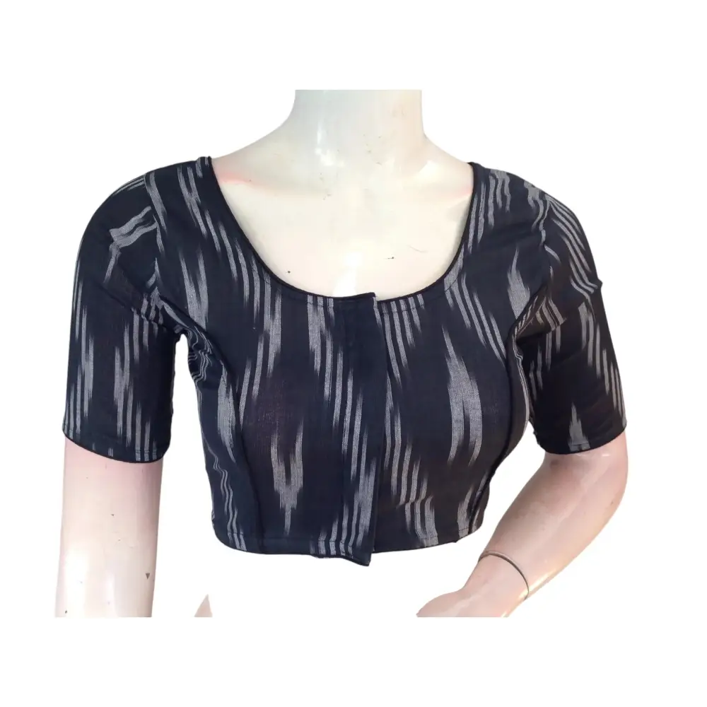 Black colour Bliss: Readymade Cotton Saree Blouse - D3blouses