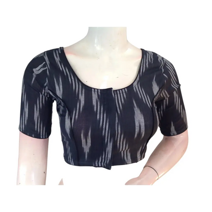 Black colour Bliss: Readymade Cotton Saree Blouse - D3blouses