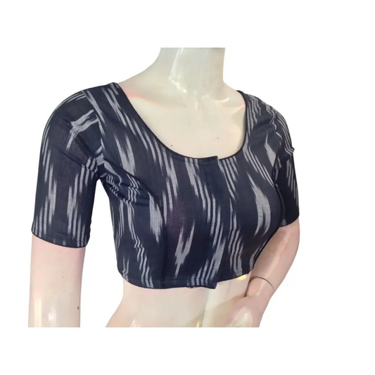 Black colour Bliss: Readymade Cotton Saree Blouse - D3blouses