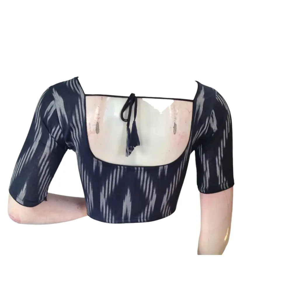 Black colour Bliss: Readymade Cotton Saree Blouse - D3blouses