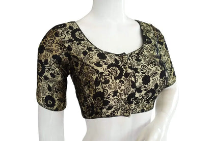 Black Colour Brocade silk Readymade saree blouse, Ready to wear blouse, Indian sari blouse,Crop top - D3blouses