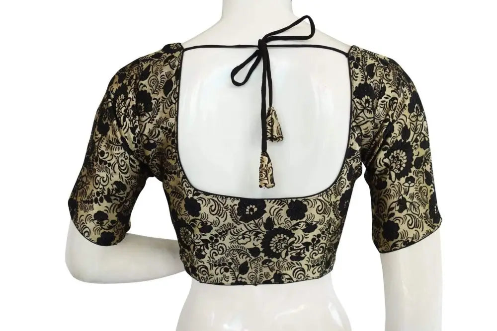 Black Colour Brocade silk Readymade saree blouse, Ready to wear blouse, Indian sari blouse,Crop top - D3blouses