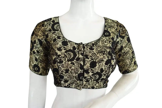 Black Colour Brocade silk Readymade saree blouse, Ready to wear blouse, Indian sari blouse,Crop top - D3blouses
