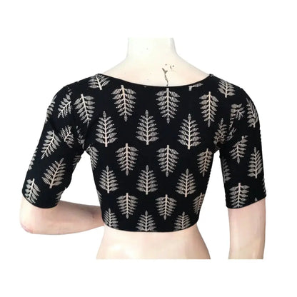 Black Comfy Cotton, High Neck Blouse for Sarees - D3blouses