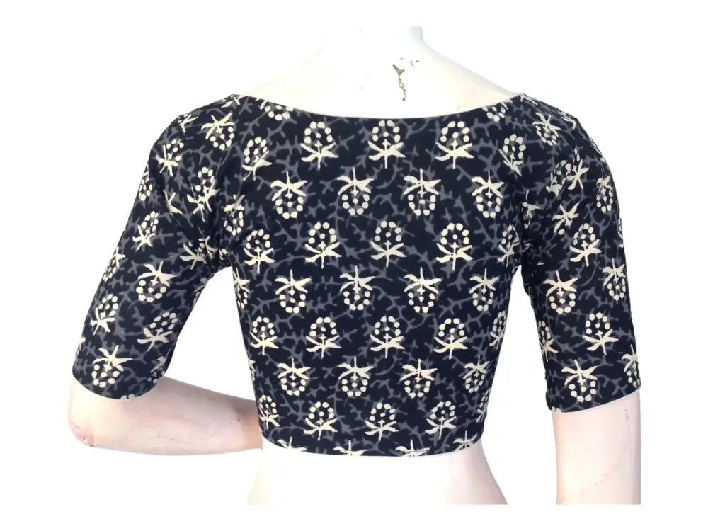 Black High-Neck Blouse: Effortless Elegance in Cotton - D3blouses