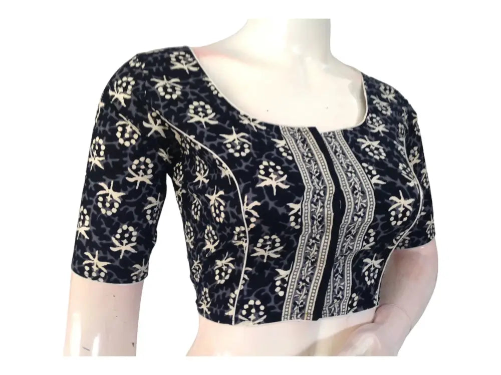 Black High-Neck Blouse: Effortless Elegance in Cotton - D3blouses