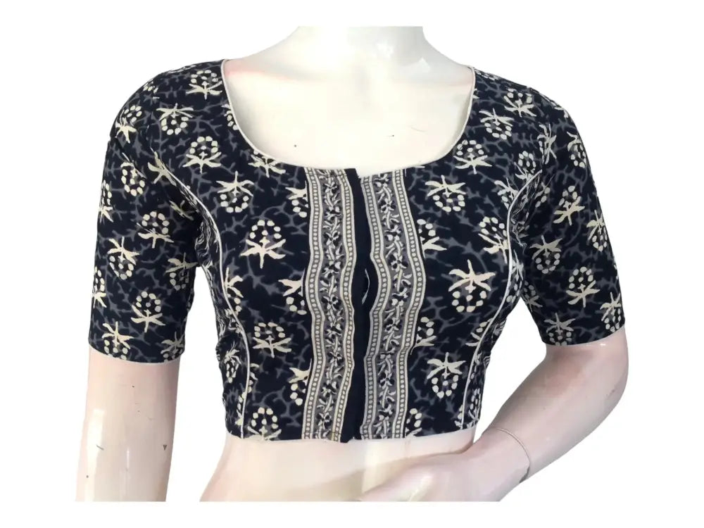 Black High-Neck Blouse: Effortless Elegance in Cotton - D3blouses