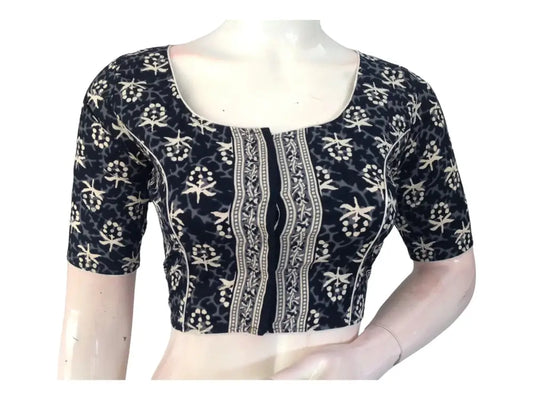 Black High-Neck Blouse: Effortless Elegance in Cotton - D3blouses