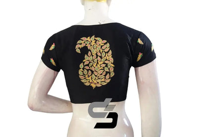 Black High Neck Designer Embroidered Saree Blouses: Elevated Vibrant Style - D3blouses