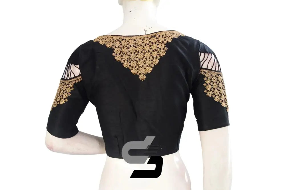 Black High Neck Designer Silk Saree Blouses - Unleash Your Style - D3blouses