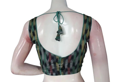 Black Multi-Color Ikkat Designer Readymade Saree Blouse, Stylish and Versatile - D3blouses