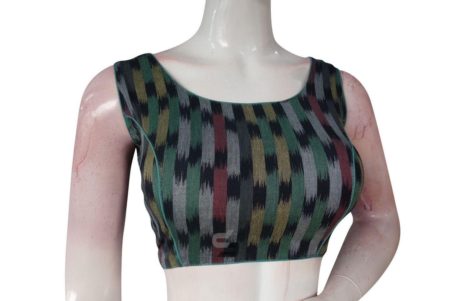 Black Multi-Color Ikkat Designer Readymade Saree Blouse, Stylish and Versatile - D3blouses