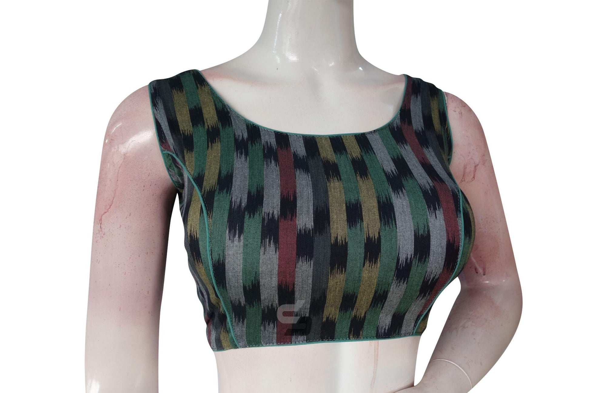 Black Multi-Color Ikkat Designer Readymade Saree Blouse, Stylish and Versatile - D3blouses