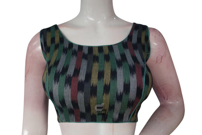 Black Multi-Color Ikkat Designer Readymade Saree Blouse, Stylish and Versatile - D3blouses