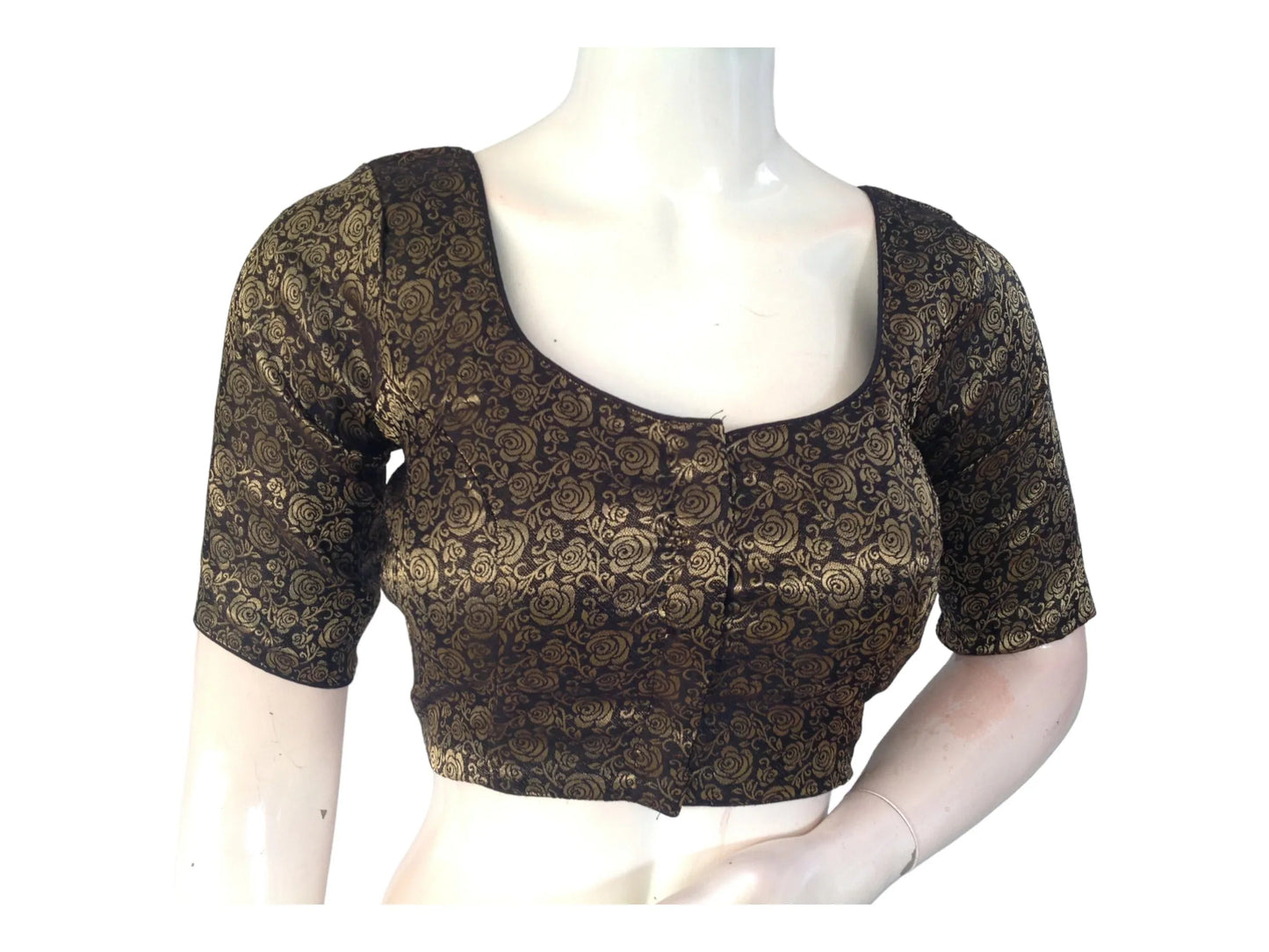 Black Saree Blouse, Brocade Readymade Blouse, Plus Size Indian Choli top Online - D3blouses