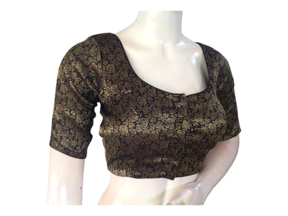 Black Saree Blouse, Brocade Readymade Blouse, Plus Size Indian Choli top Online - D3blouses