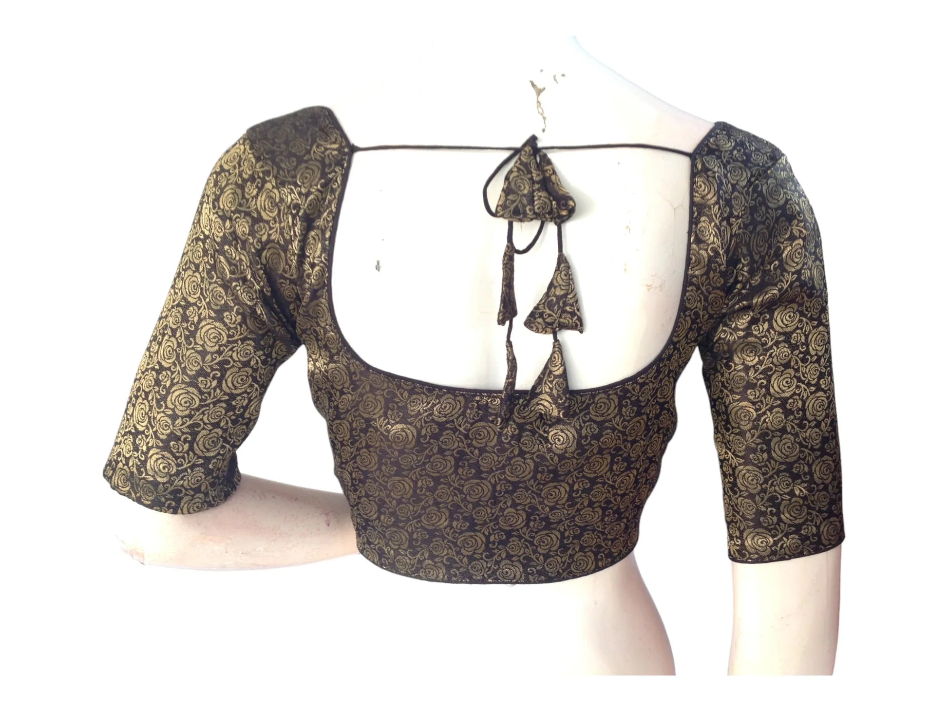 Black Saree Blouse, Brocade Readymade Blouse, Plus Size Indian Choli top Online - D3blouses