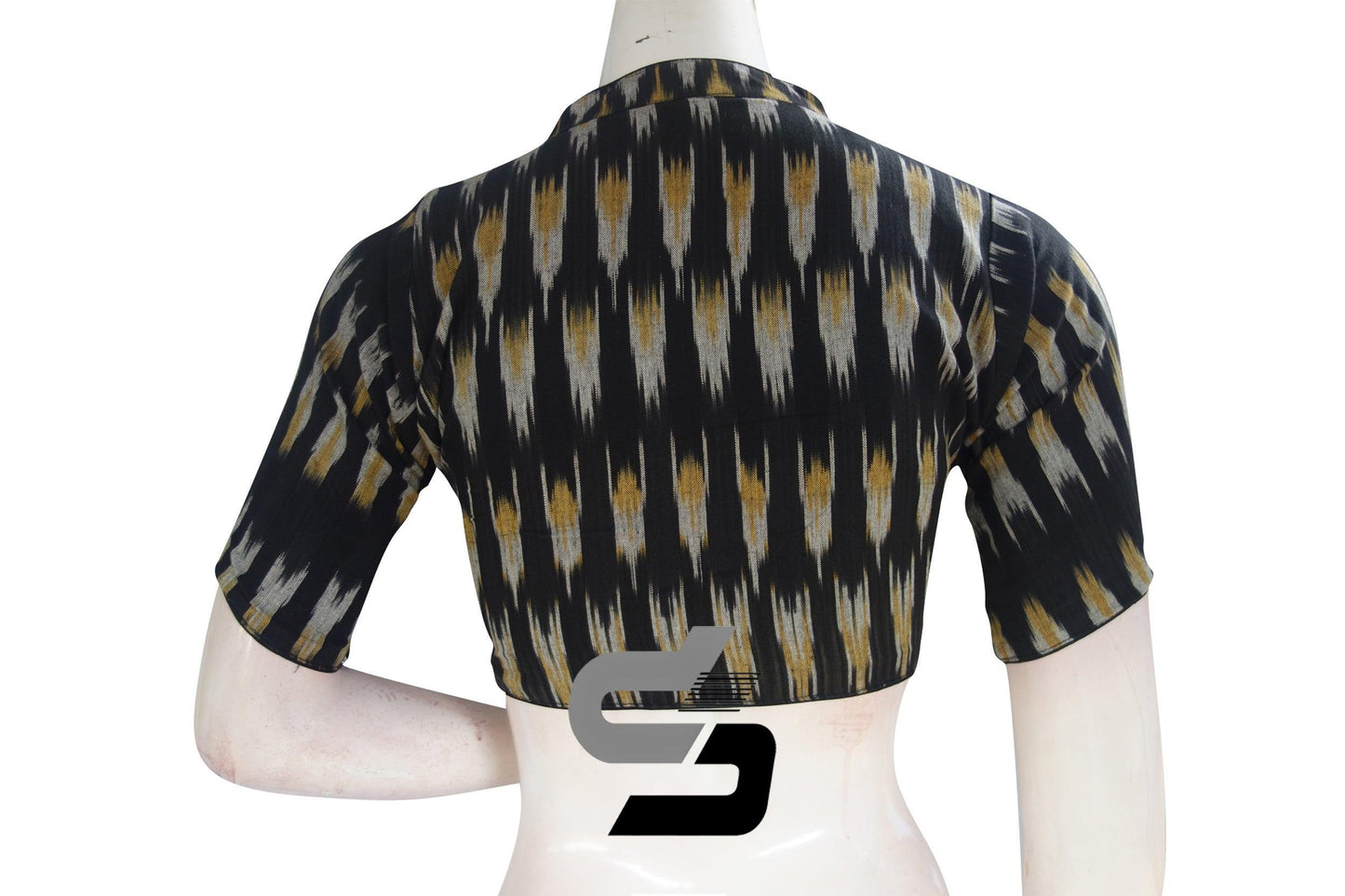 Black, Stylish Readymade Attire with Ikkat Collar Designer Readymade Blouse - D3blouses