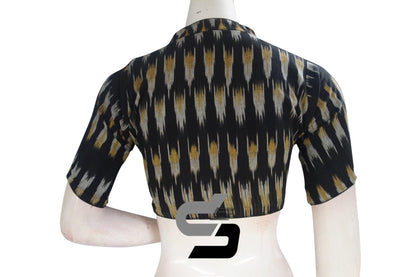 Black, Stylish Readymade Attire with Ikkat Collar Designer Readymade Blouse - D3blouses