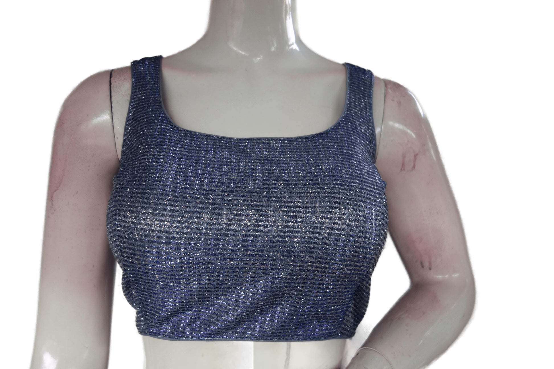 Blue And Silver Mixed color Designer Readymade Saree Blouse - D3blouses