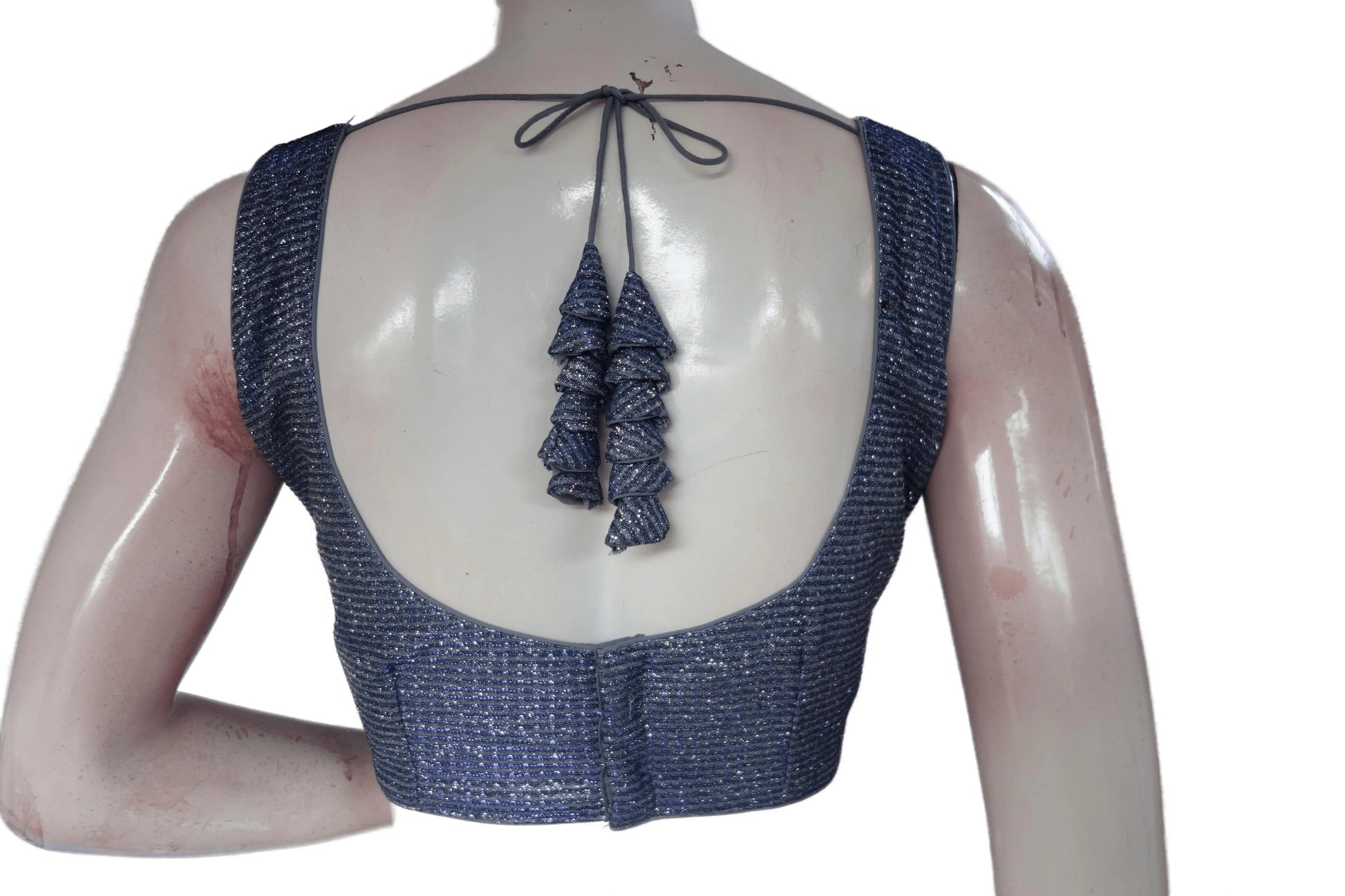 Blue And Silver Mixed color Designer Readymade Saree Blouse - D3blouses