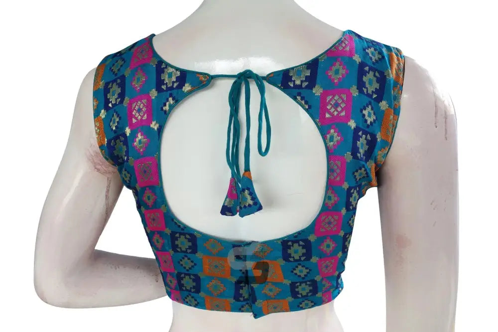 Blue Color Brocade silk Designer Blouse - D3blouses