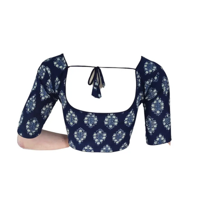 Blue Color Cotton Readymade Saree Blouse: A Sophisticated Choice - D3blouses