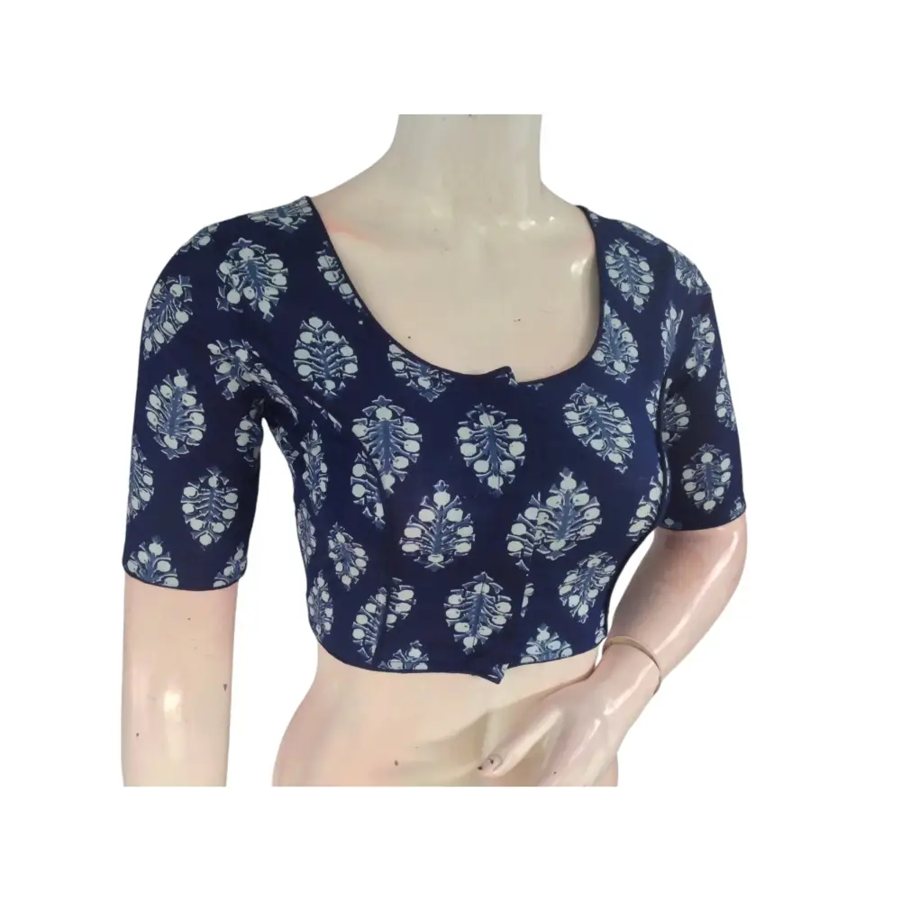 Blue Color Cotton Readymade Saree Blouse: A Sophisticated Choice - D3blouses