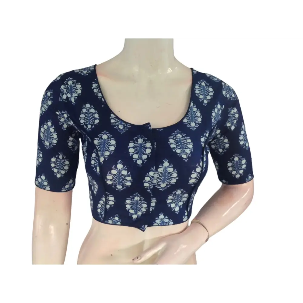 Blue Color Cotton Readymade Saree Blouse: A Sophisticated Choice - D3blouses