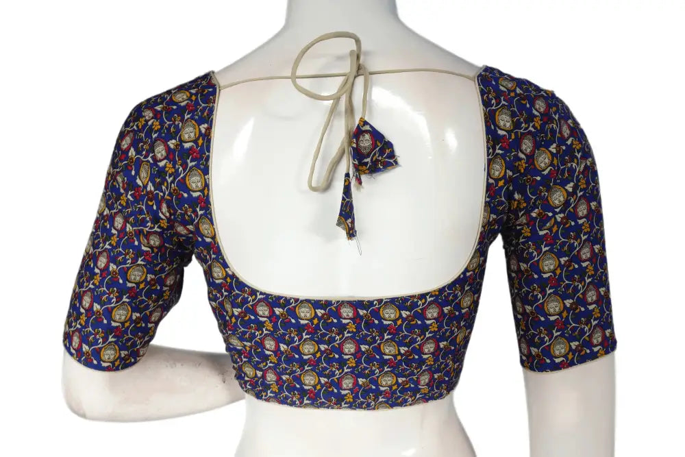 Blue Color Patola Print Cotton Readymade Saree Blouse - D3blouses