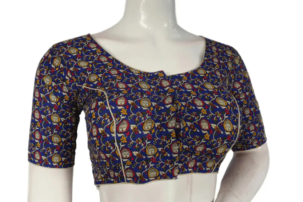 Blue Color Patola Print Cotton Readymade Saree Blouse - D3blouses