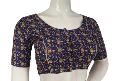 Blue Color Patola Print Cotton Readymade Saree Blouse - D3blouses