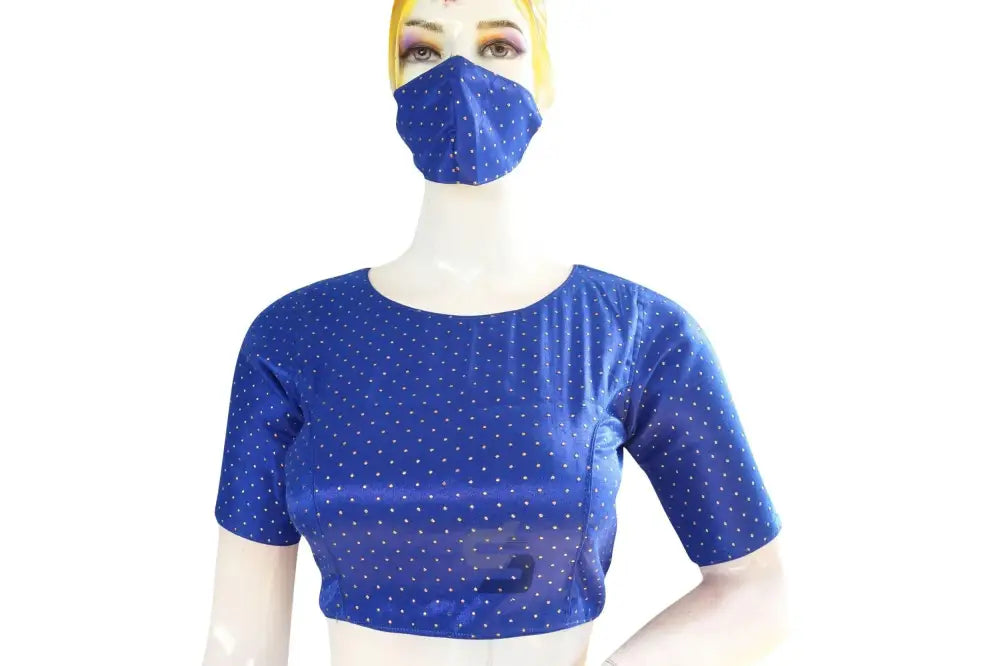 Blue Color Semi Silk Boat Neck Readymade Saree Blouse - D3blouses