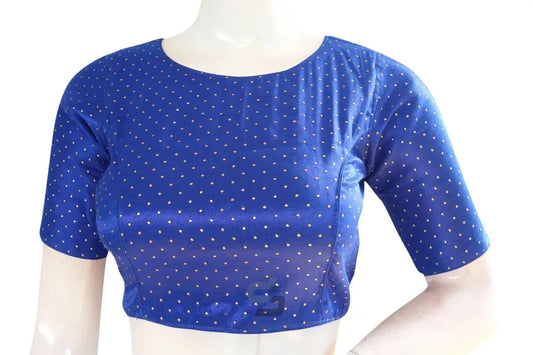 Blue Color Semi Silk Boat Neck Readymade Saree Blouse - D3blouses