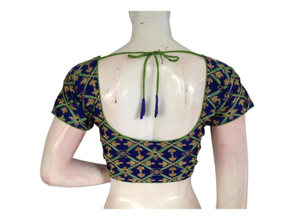 Blue Color Semi Silk Designer Embroidery Readymade Saree Blouse - D3blouses