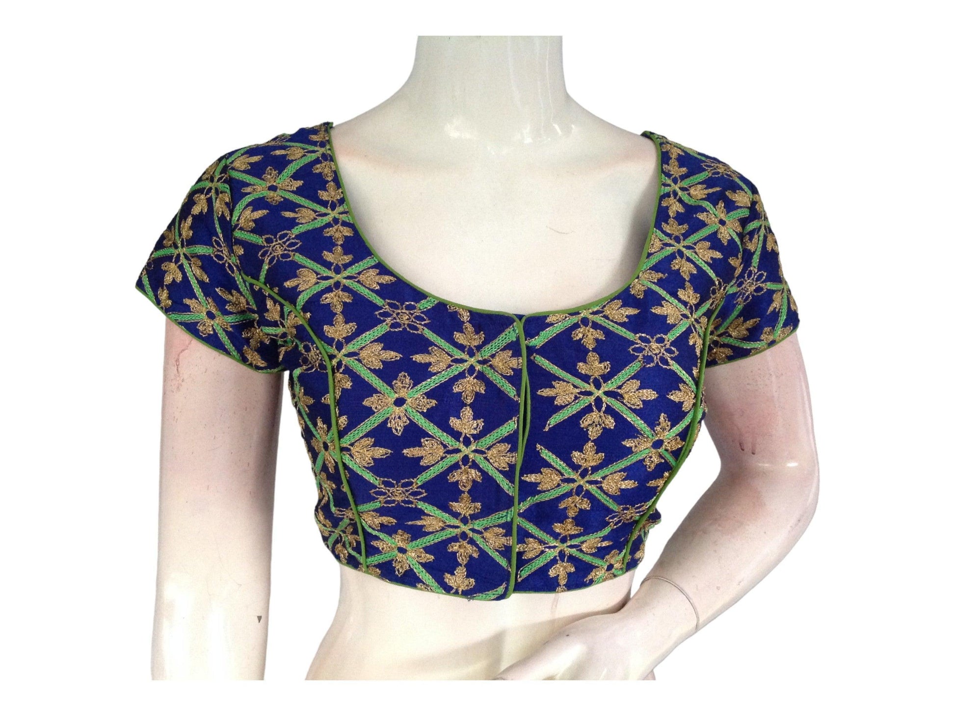 Blue Color Semi Silk Designer Embroidery Readymade Saree Blouse - D3blouses