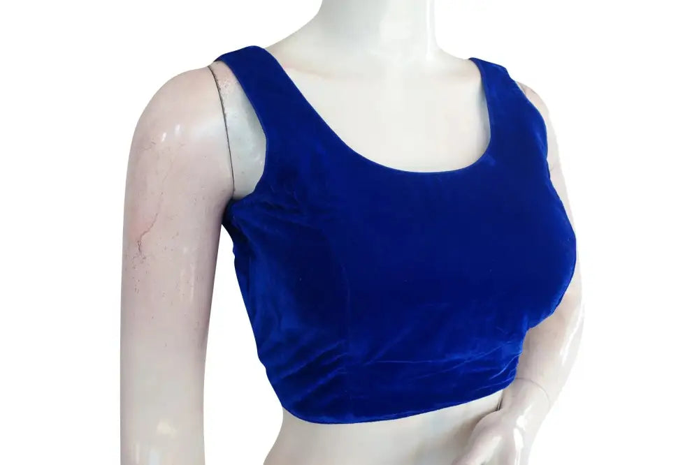 Blue Color Velvet Designer Readymade Blouse - D3blouses