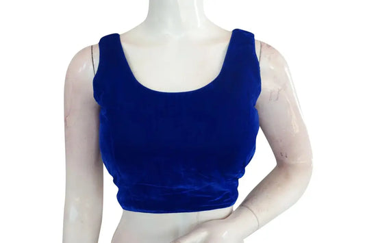 Blue Color Velvet Designer Readymade Blouse - D3blouses