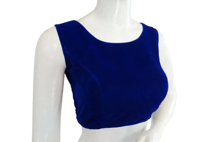 Blue Color Velvet Readymade Blouse - D3blouses