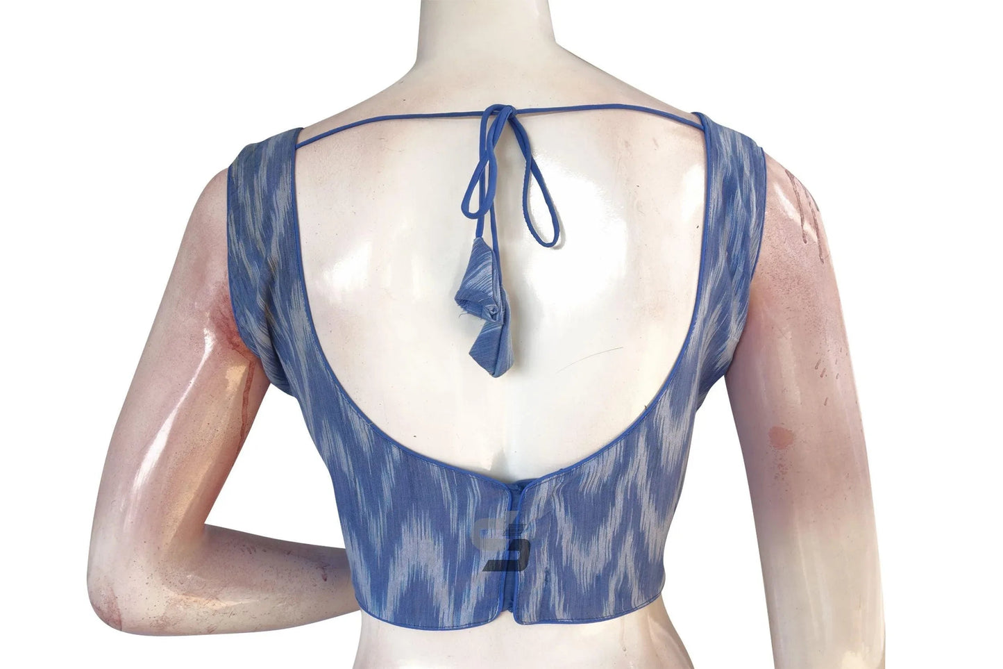 Blue Ikkat Designer Readymade Saree Blouse, Perfect Blend of Tradition and Fashion - D3blouses