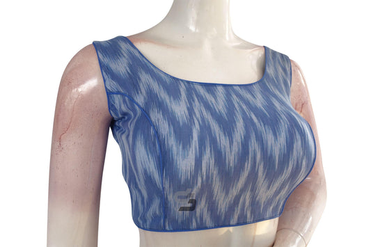 Blue Ikkat Designer Readymade Saree Blouse, Perfect Blend of Tradition and Fashion - D3blouses