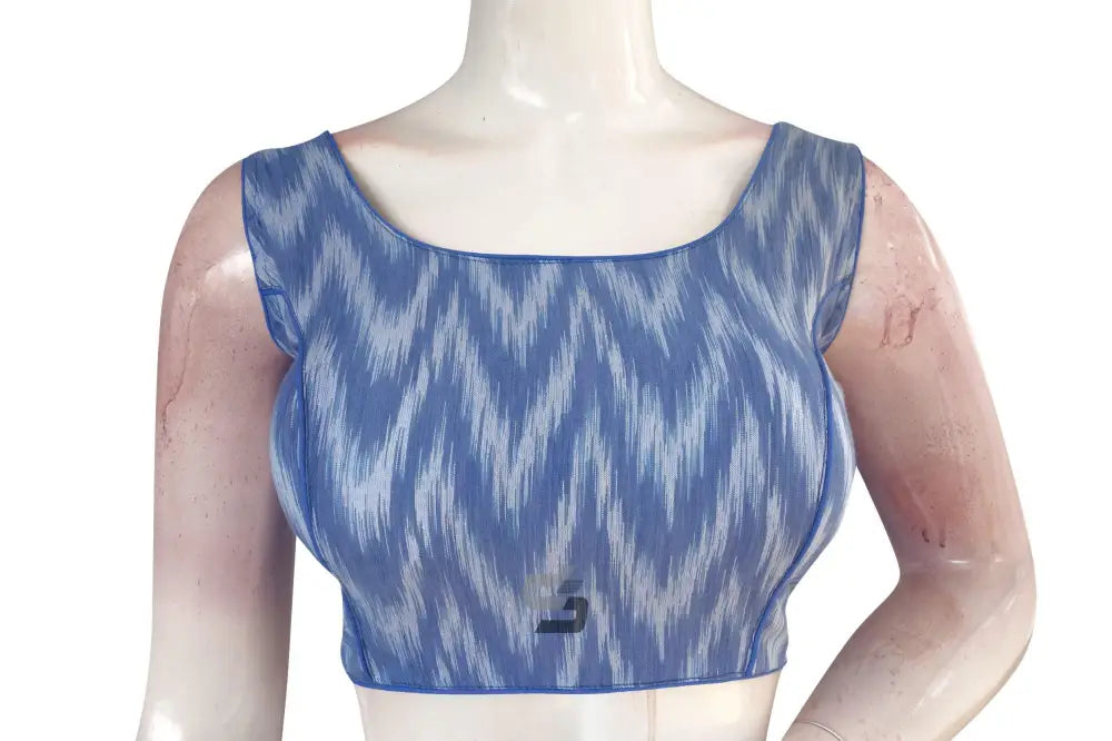 Blue Ikkat Designer Readymade Saree Blouse, Perfect Blend of Tradition and Fashion - D3blouses